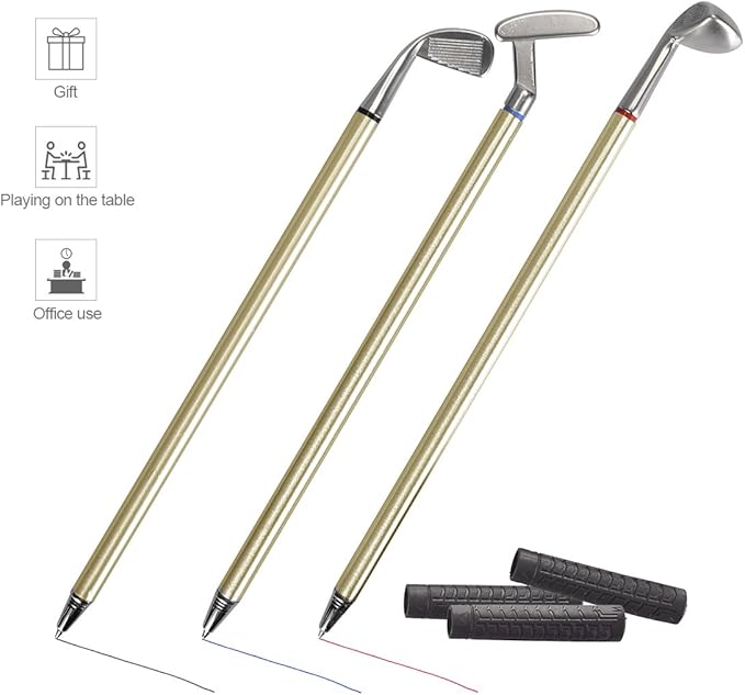 Juboury Mini Desktop Golf Pen Gift Set with Putting Green, Flag, 3 Golf Club Pens & 2 Balls