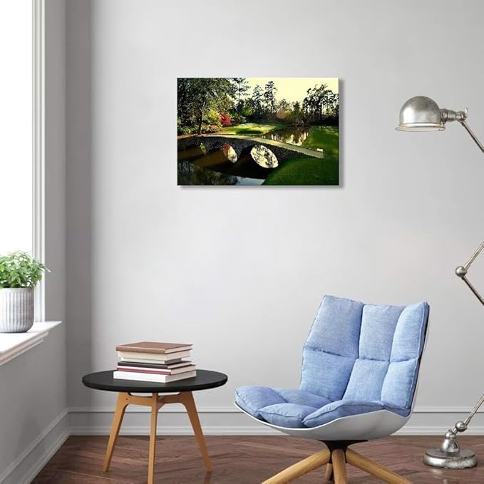 chenchenArt Augusta National Golf Course Wall Art for Living Room Bedroom Bathroom Home Decorations Golf Art Golf Picture Poster Canvas Prints Framed Ready to Hang(24''H x 36''W)