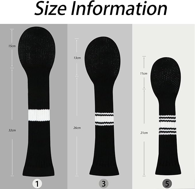 LeFeng 3Pcs Golf Club Covers, Knitted Golf Club Covers for 460cc Driver Fairway Woods and Hybrid