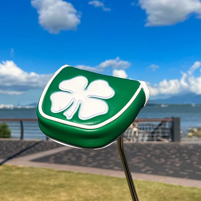 4 Leaf Clover Golf Mallet Putter Cover Headcover Club Protector Magnetic Clover for Odyssey 2ball,Red Oworks,Stroke Lab,Scotty Cameron,Taylormade Putters