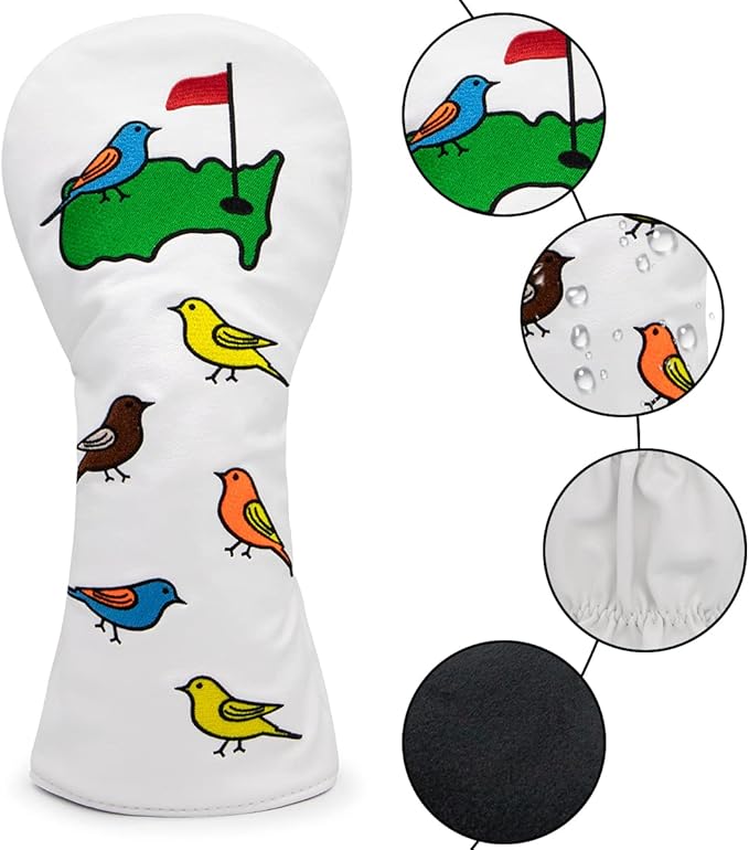 1 Pcs Montela Golf Club Covers,Colorful Birdie Tee 3 Wood Headcover Driver Headcover Fairway Wood Head Covers Hybrid Headcover Leather Golf Head Covers for Odyssey Scotty Cameron Taylormade