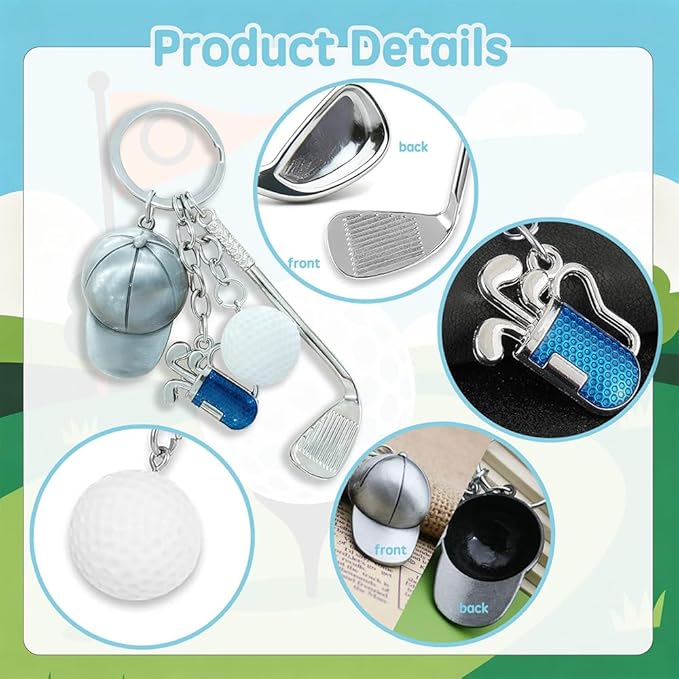 Golf Keychain,Funny Keychain Golfs Ball Backpack Charms,Sports Golf Gifts for Women Men Key Chain