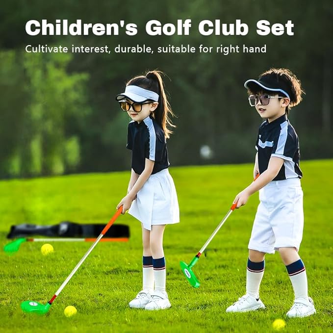Kids Golf Clubs Set Children Golf Set Yard Sports Tools Three Clubs with Carry Bag and Soft Balls