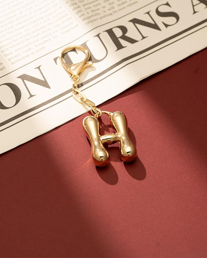 Initial Bag Charms, Bubble Letter Charm for Handbags, Cute Keychain with Letter, Initial Bag Charms for Women