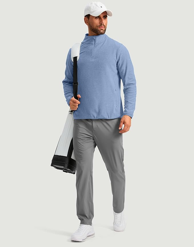 G Gradual Mens Quarter Zip Pullover Fleece with 2 Zipper Pockets Long Sleeve Golf Shirt Winter Athletic Sweater Lightweight