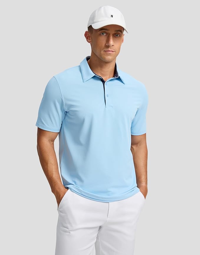 Men's Golf Shirts Dry Fit Moisture Wicking Performance Short Sleeve Collared Polo Shirts for Casual Athletic Business