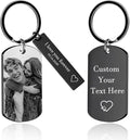 Personalized Custom Keychain with Picture - Double Sided Engraving Photo Text Customized Key Chains for Men Boyfriend