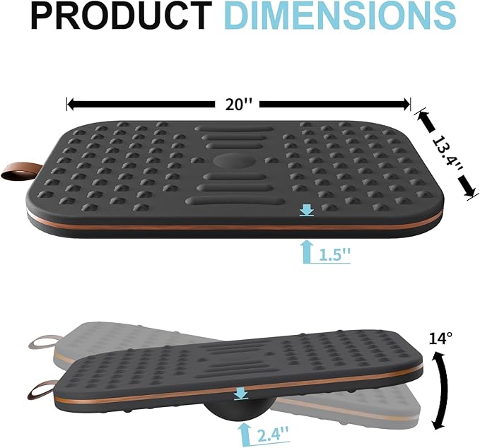 Balance Board For Standing desk, 2-in-1 Dual-Sided Wobble Board & Anti-Fatigue Standing Mat, Exercise Balancing Stability Trainer For Home, Gym, Office