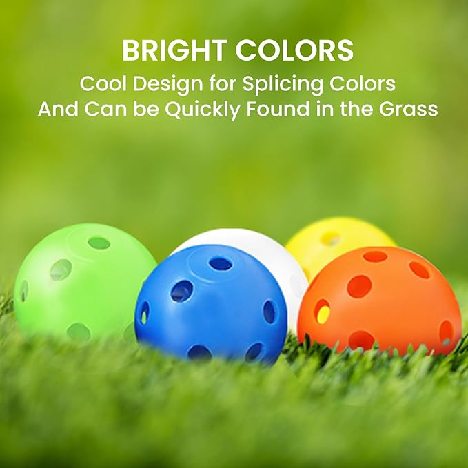 FINGER TEN Golf Practice Balls Plastic Colored Value 12/24/36/50 Pack, Limited Flight Sports Training Ball for Men Women, Indoor Outdoor Driving Range Backyard Use