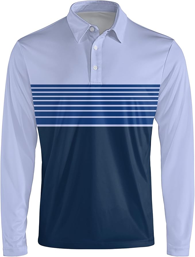 Men's Long Sleeve Golf Shirt Quick Dry 3 Button Work Fishing Outdoor Casual Collar Shirt