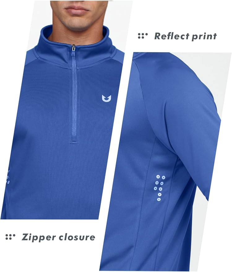 NORTHYARD Quarter Zip Pullover Men Running Shirt Long Sleeve Moisture Wicking Quick Dry Athletic Workout Shirts