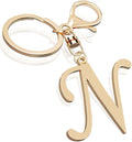 Cute Stainless Steel Gold Initial Letter Keychain for Women Girl, Charms for Key Handbag Backpack Bag, Personalized Gift