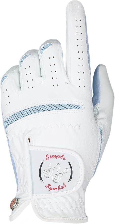 Women's Golf Glove Microfiber with Colorful Cabretta Leather Six Pack(Left is Wear On Left Hands,Right is Wear On Right Hands) Four Colors White/Sky/Orange/Red