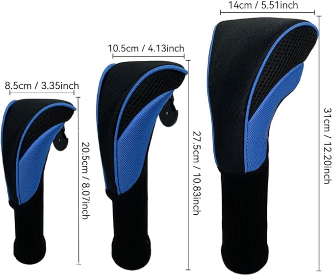 Golf Head Covers for Fairway Woods Driver Hybrids 5 Pieces Nylon Mesh Sports Fan Golf Club Headcovers-Golf Accessories for Men Women.