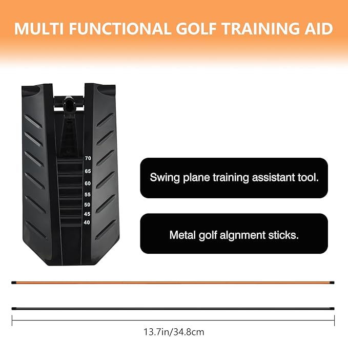 Golf Alignment Stick Holder, Golf Training Aid Teaching Equipment for Aiming, for Putting, Aiming, Full Swing Trainer, Posture Corrector, Golf Swing Trainer with Metal Sticks