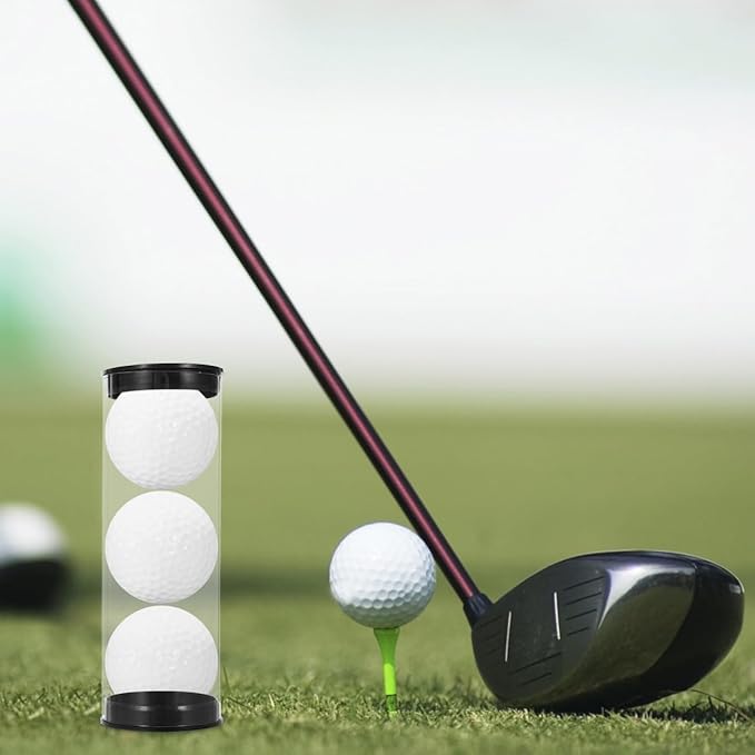 VOSAREA 2Pcs Golf Ball Holder Tube Transparent Golf Ball Container Scratch Design for Displaying Golf Balls for Collectors and Enthusiasts