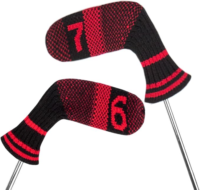 Scott Edward 10 Pcs Golf Club Head Covers for Irons Cuteness Basically Socks Shape Washable Durable Golf Club Head Protector Double Sided Knit Suitable for Most Brands