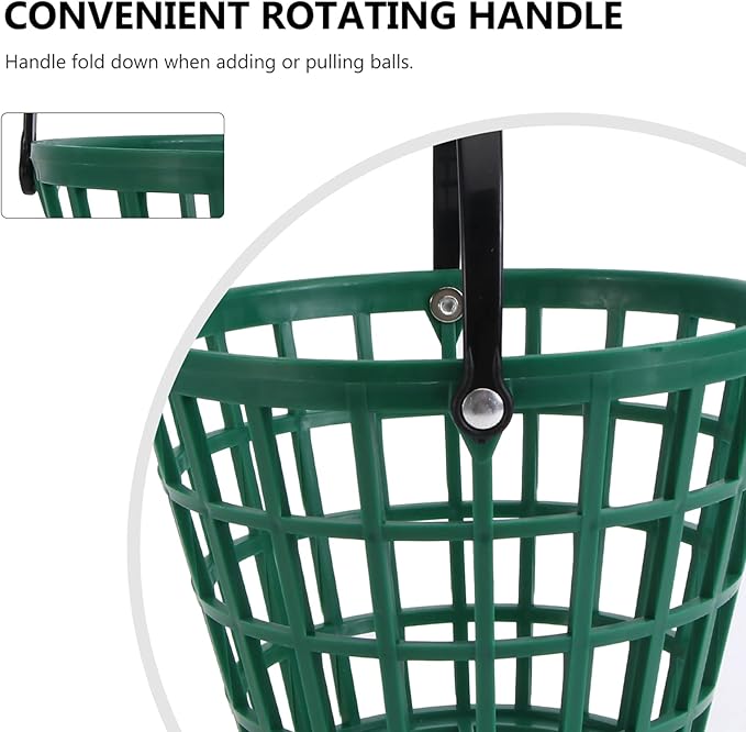 YARNOW Golf Ball Basket with Handle Nylon Golf Ball Container Golf Ball Bin (Green, Golf Balls are Excluded)