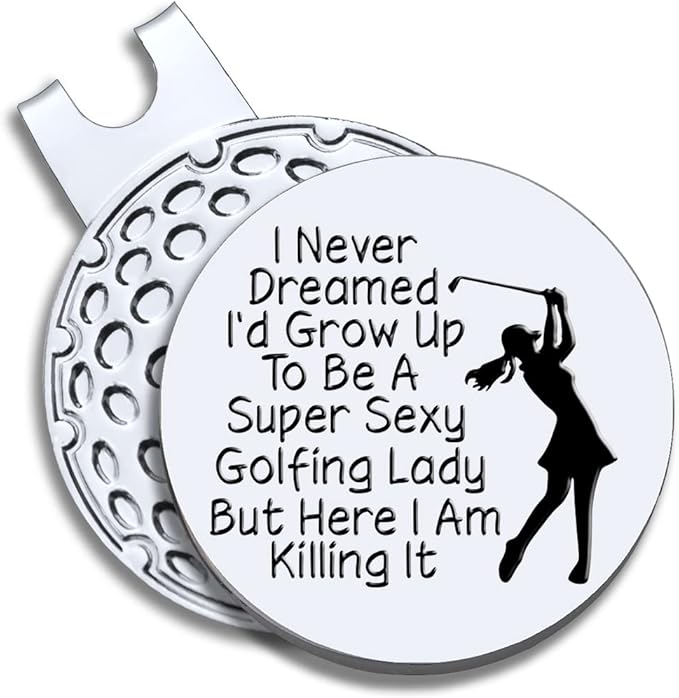 Strong Woman Golfer Ball Marker with Magnetic Hat Clip, Funny Golf Accessories Gifts for Proud Women, Novelty Birthday Gifts for Women Golfer Fan