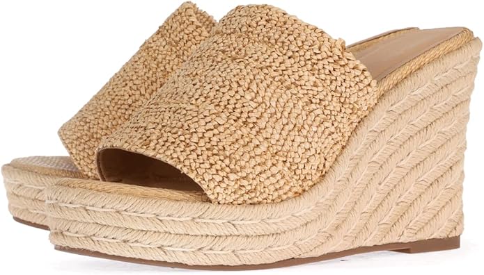 VICKI·VICKI Wedges for Women Platform Sandals Wedge Heels for Sandals Comfortable Summer Espadrille Shoes Ankle Strap&Open Toe