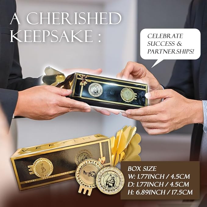 24K Gold Plated Golf Ball Marker with Magnetic Hat Clip - Luxury Golf Gifts for Men, Unique Golf Accessories for Dad, Boss, Husband, Unique Golf Gifts for Men Who Have Everything [ Crystal ]