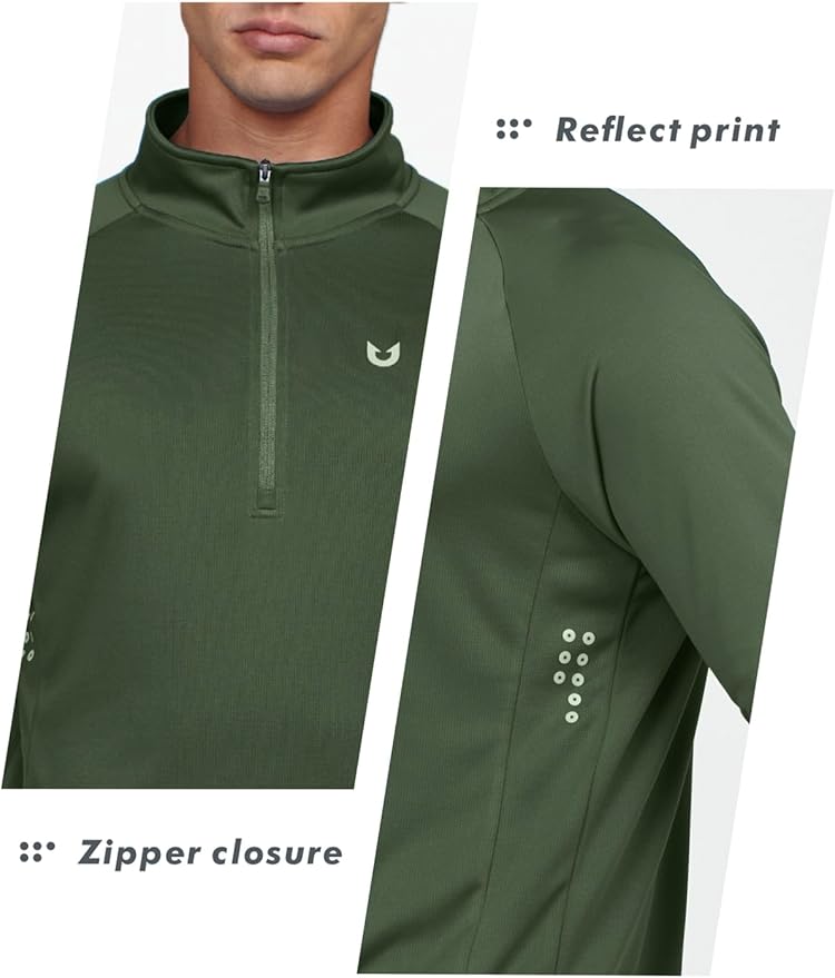NORTHYARD Quarter Zip Pullover Men Running Shirt Long Sleeve Moisture Wicking Quick Dry Athletic Workout Shirts