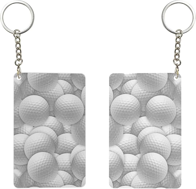 Astronaut Playing Golf Keychains Rectangular Acrylic Keychain Daily Key Ring Car Key Fob Holder 2X3 Inch