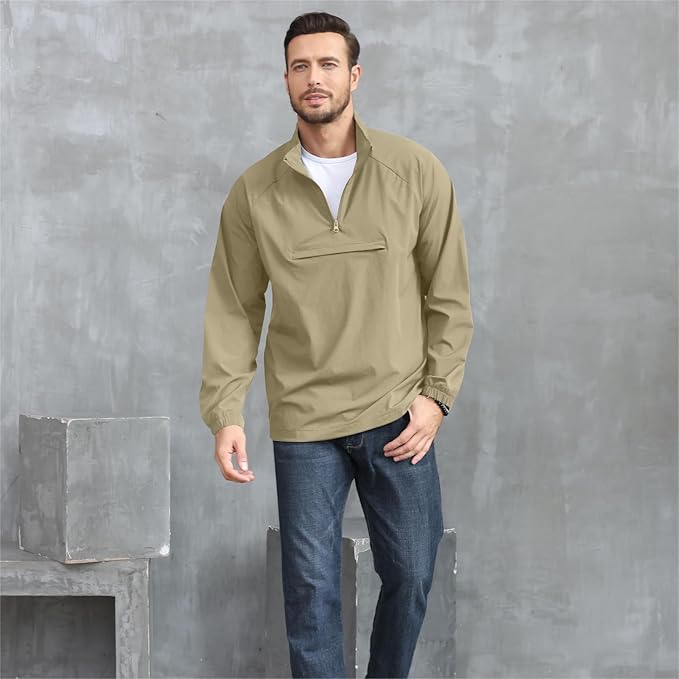 Opomelo Men's Athletic Quarter Zip Pullover Golf Hiking Running Lightweight Jacket Workout Sweatshirt With Pocket
