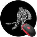 Mouse Pad Hockey Typography Hockey, Round Mousepad, Non-Slip Rubber Base Mouse Mat for Laptop and Computer