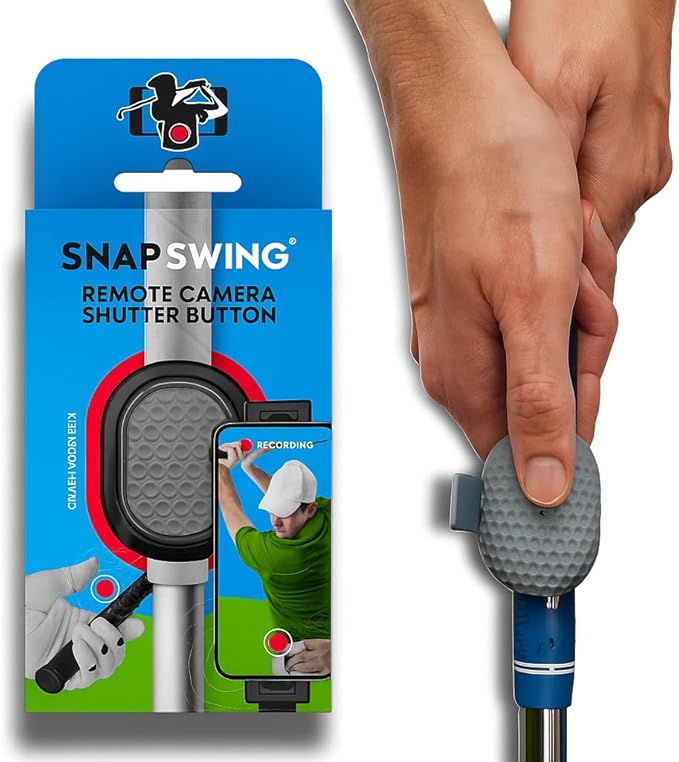 SnapSwing Golf Swing Training Analyzer – Remote Bluetooth Shutter for Smartphones – Record & Photograph Your Swing from Club Grip – Lightweight, Rechargeable, Fits Any Golf Club – Golf Training Aid