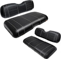 Golf Cart Seat Covers fits Club Car Precedent/DS/EZGO RXV/TXT/Yamaha Front Rear Seat Cushion，Black Leather Custom Stripe Soft Comfortable/Anti-Scratch/Easy to Clean