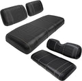 Golf Cart Seat Covers fits Club Car Precedent/DS/EZGO RXV/TXT/Yamaha Front Rear Seat Cushion，Black Leather Custom Stripe Soft Comfortable/Anti-Scratch/Easy to Clean