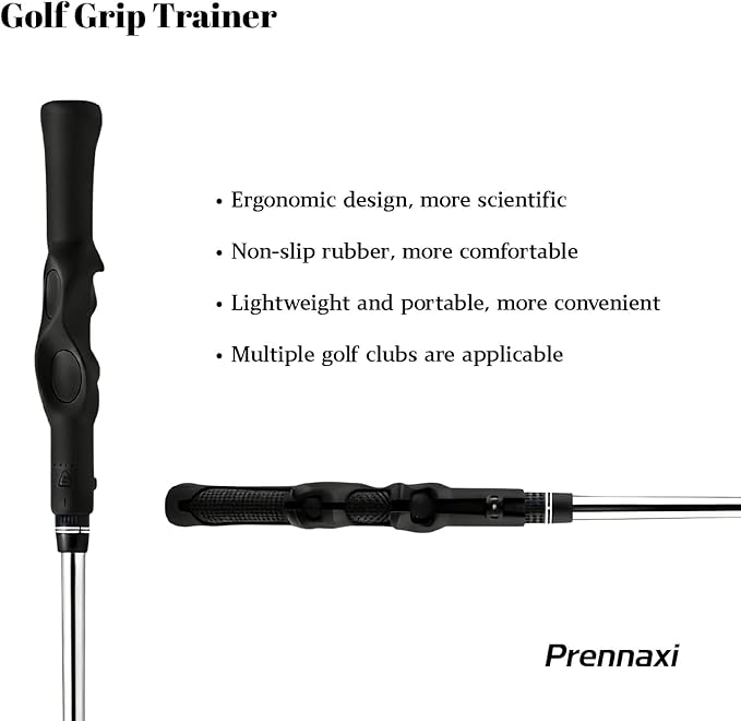 Golf Grip Corrector Trainer, Full-Wrap Hand Placement for Proper Grip and Straighter Shots - Fits All Standard Clubs, Soft Anti-Slip Rubber,Lightweight, Portable Practice Tool