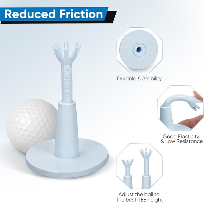 Adjustable Golf Tees - Unbreakable Rubber Golf Tees for Driving Range & Simulator - Essential Golf Accessories for Men Indoor & Outdoor Practice, Durability and Stability Golf Tees