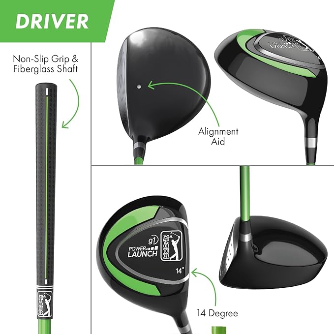 PGA Tour Youth Golf Club Set – Ages 3-5 (3’6”-4’1”) and 5-8 (4’1” - 4'8") Right and Left Handed Beginner Junior Golf Clubs with Lightweight Golf Bag, Mallet Putter, Driver by Golfgen
