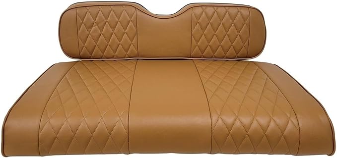 Huskey Parts Company 4PCS Brown Golf Cart Seat Covers Diamond Stitching for Club Car DS 2000.5-2013, Marine Grade Vinyl, Custom Fit, Staple On
