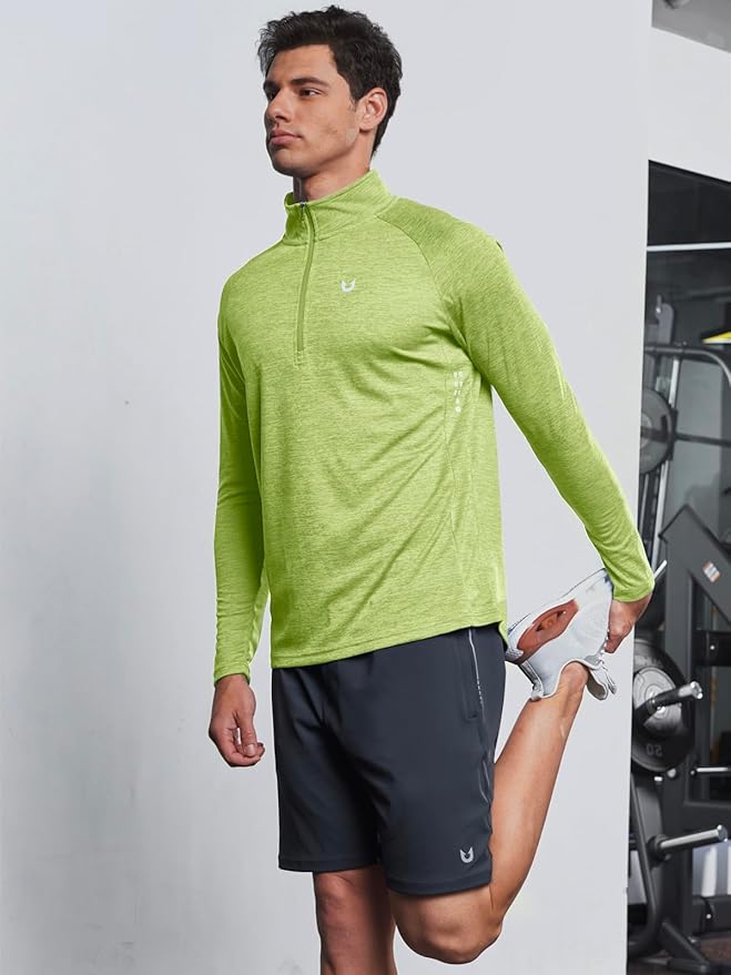 NORTHYARD Quarter Zip Pullover Men Running Shirt Long Sleeve Moisture Wicking Quick Dry Athletic Workout Shirts