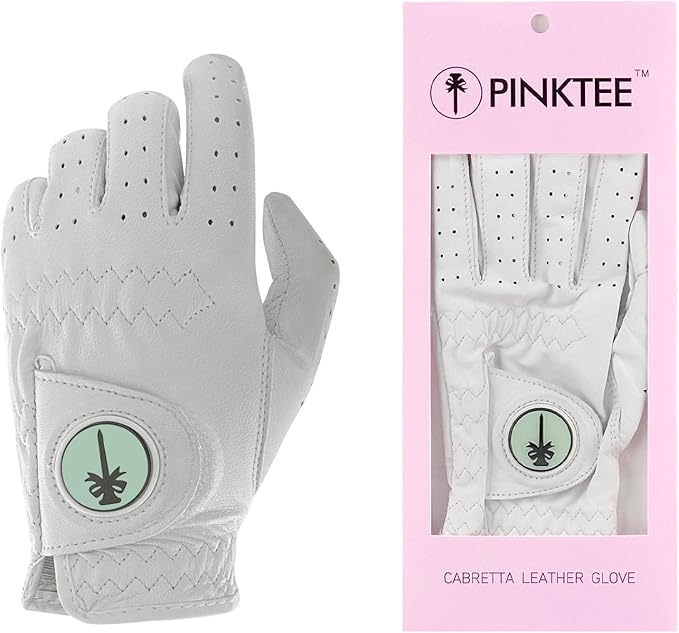 Swig Sip Womens Cabretta Leather Golf Glove Left Hand All-Weather Breathable Design with Ball Marker Ladies Golf Gloves for Training & Golfing