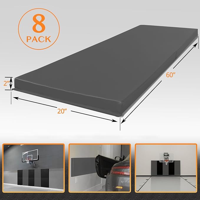 PROGOAL Gym Wall Paddings Basketball Court Wall Protection Pad - 2”Thick Foam Wall Mat Durable Protector for Wall-Mounted Basketball Hoops Garage Taekwondo（60" Lx20 W）