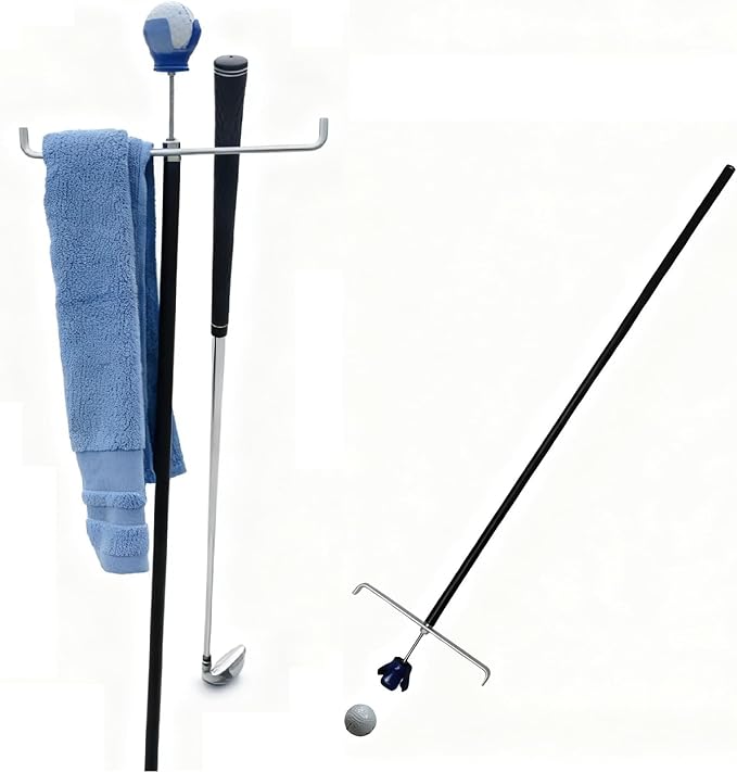 Golf Bag Stand Attachment, Combining Three Major Functions, it can Stand up Golf Bags, Golf Clubs, and Pick up Balls.