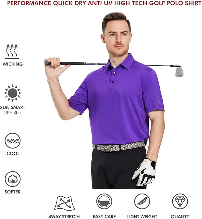 Mens Polo Shirts Short and Long Sleeve Casual Solid Stylish Dry Fit Performance Designed Collared Golf Polo Shirts for Men