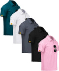 ZITY 5 Pack Mens Polo Shirt Short Sleeve Sports Golf Tennis T-Shirt Moisture-Wicking Summer Shirts