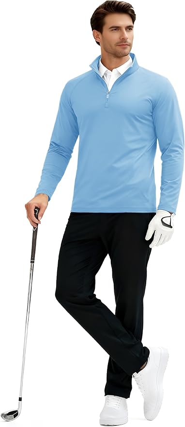 TACVASEN Men's Quarter Zip Pullover Fleece Lined Thermal Long Sleeve Golf Shirt 1/4 Zip Warm Winter Sweatshirts
