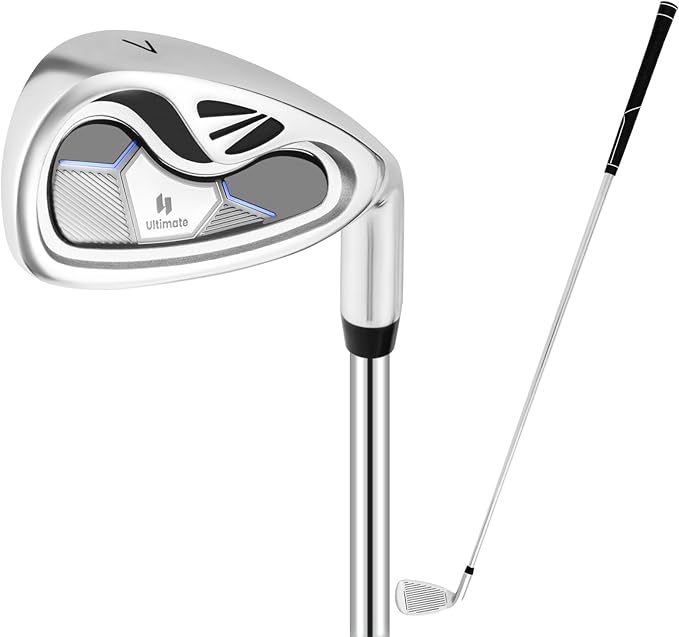 Tangkula #7 Iron Single Golf Club for Men, Individual Golf Iron with Steel Shaft and Head Cover for Right Handed Golfers, Training Golf Iron for Beginners, 37 Inch
