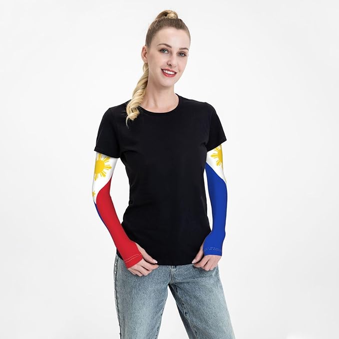 Cute Flag Arm Sleeves Cooling Sun Protection Sports Flag Sleeves for Men Women