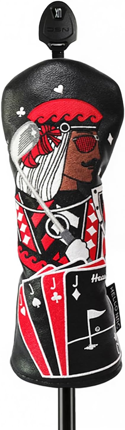 Golf Club Covers – Funny Poker Leather Driver Headcover, Fairway Wood & Hybrid, Cool Embroidered Golf Headcovers