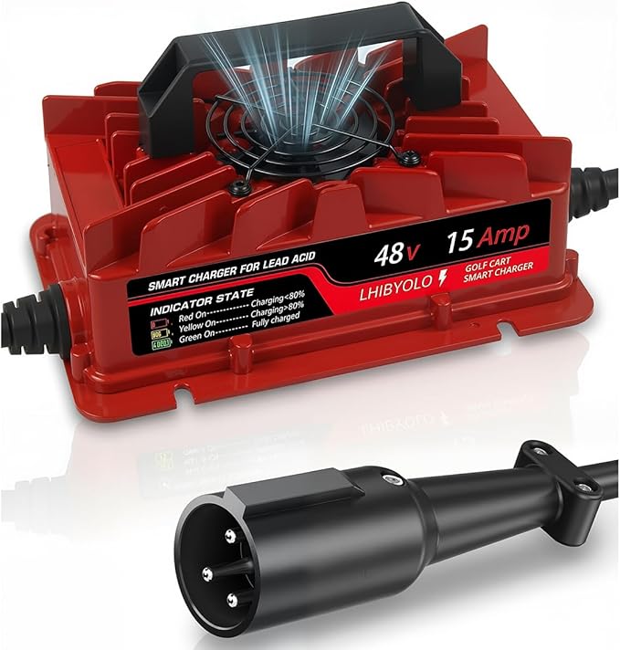 48V Golf Carts Battery Charger for 15 AMP EZGO RXV & TXT, 4-6 Hours Full Charger, Club Car Charger 48 Volt,with 2008-Present EZGO RXV & 2014-Present TXT (48V 15A Club Car)