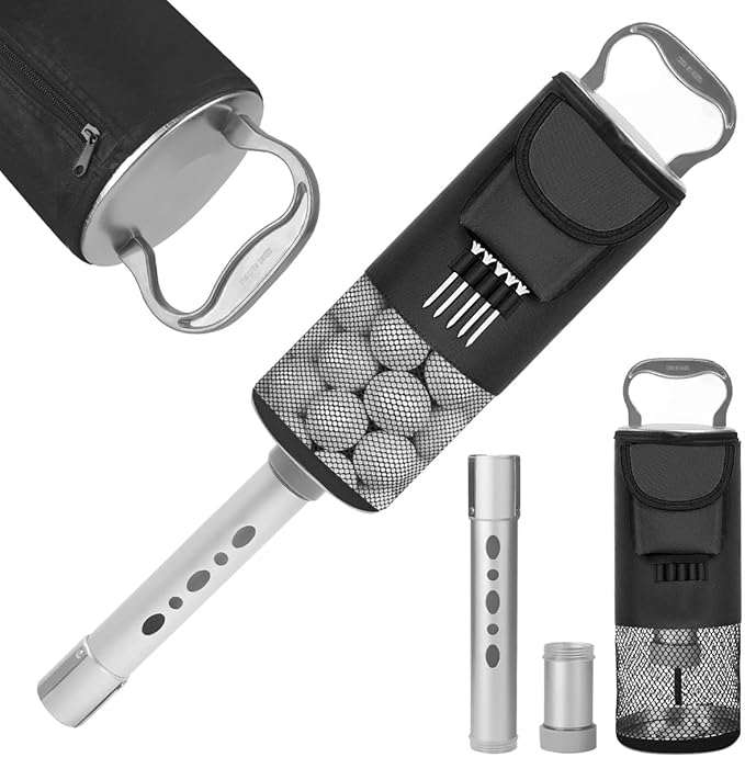 HOW TRUE Shag Bag for Golf Balls, Golf Ball Retriever with Detachable Aluminum Alloy Tube, Golf Shag Bags, Hold up to 70 Balls