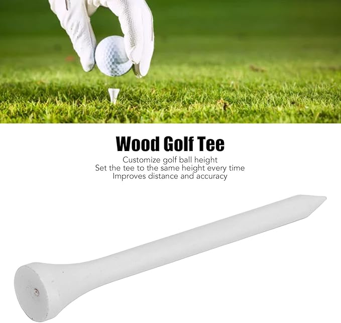 50Pcs Golf Tees, Wooden Practice Golf Tees White Long Ball Base Set Kit for Outdoor Sports