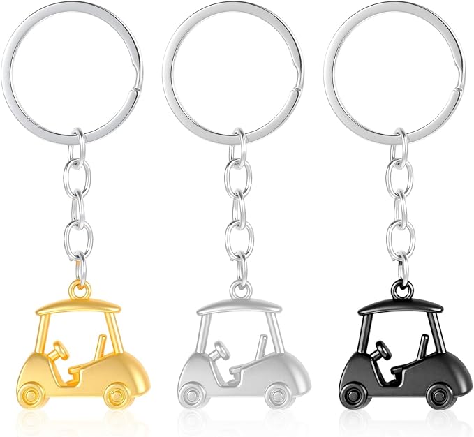 3pcs Golf Cart Key Chain,Zinc Alloy Golf Cart Keychain, Durable Golfs Keychain, Lightweight and Compact, Easy to Carry, for Men's Golfs Enthusiasts and Souvenirs, 3 Colors